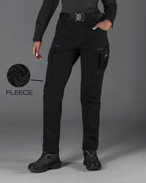 Әйелдерге арналған қысқы тактикалық жүк шалбары Softshell BEZET Echelon қара түсті