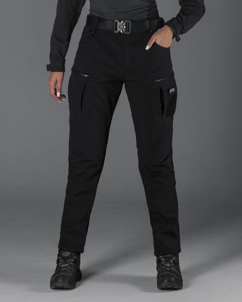 Әйелдерге арналған қысқы тактикалық жүк шалбары Softshell BEZET Echelon қара түсті