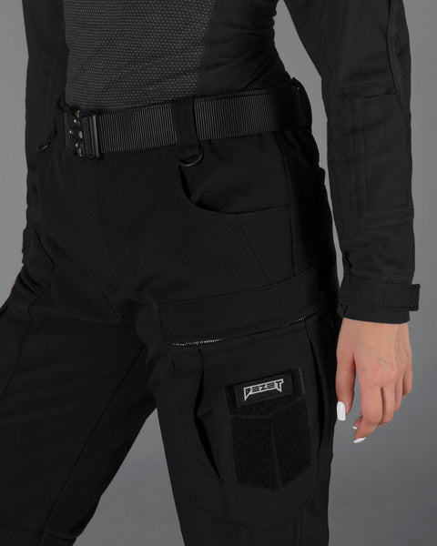 Әйелдерге арналған қысқы тактикалық жүк шалбары Softshell BEZET Echelon қара түсті